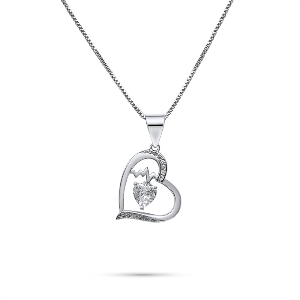 Heart Necklace With Zircon Stone - 1