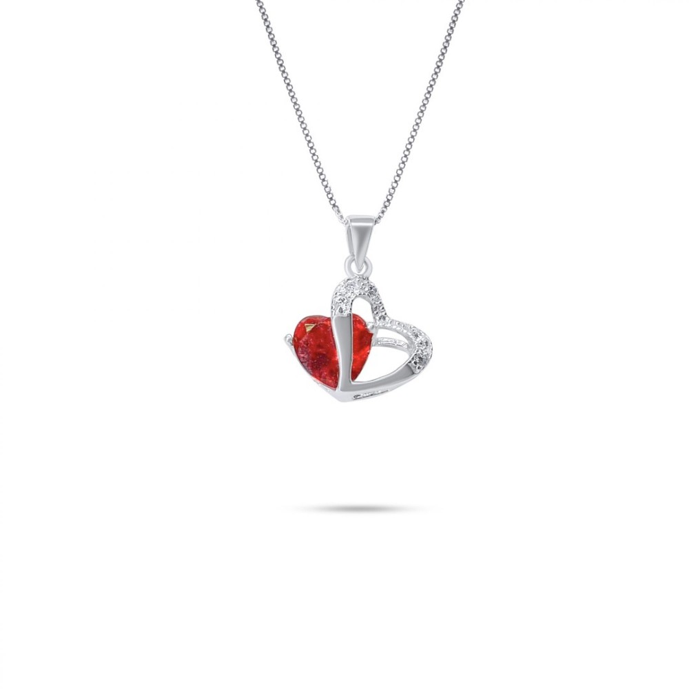 Heart Necklace With Zircon Stones - 1