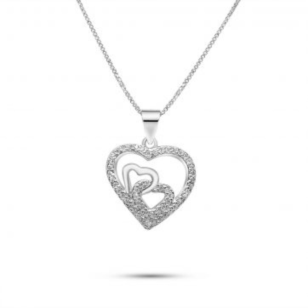 Heart Necklace With zircon Stones - 1