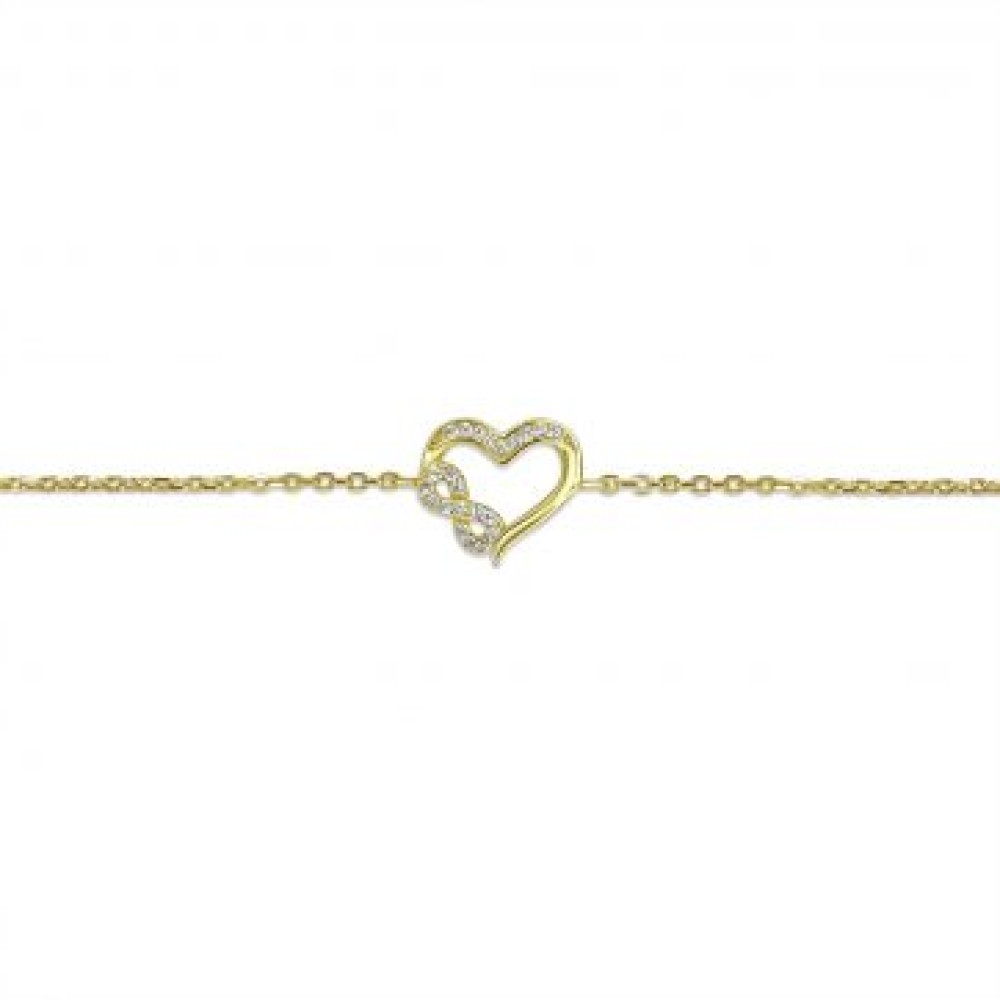 Βραχιόλι Επίχρυσο Καρδιά Και Άπειρο Με Πέτρες Ζιργκόν - 1