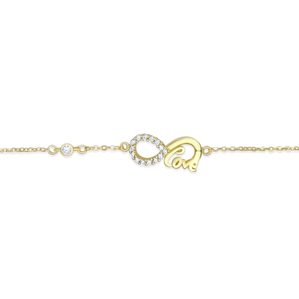 Gold Plated Infinity Bracelet With Zircon Stones - 1
