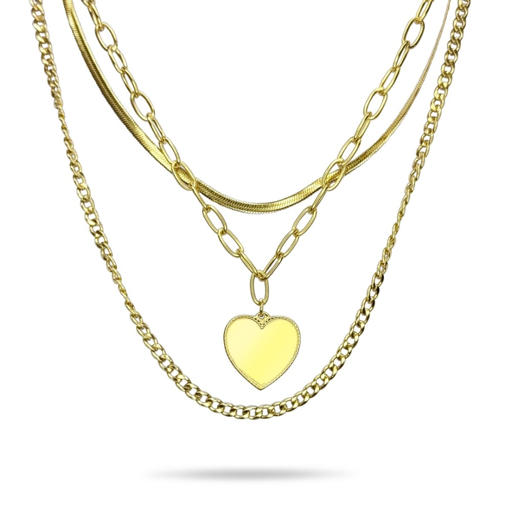 Τριπλό Κολιέ Επίχρυσο Ατσάλι - 1