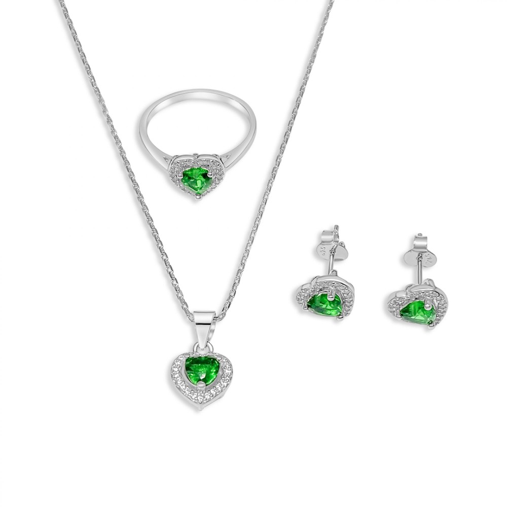 Set With Emerald And Zircon Stones - 1