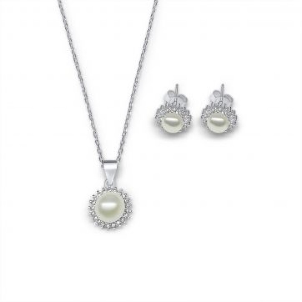 Set With Pearl And Zircon Stones - 1