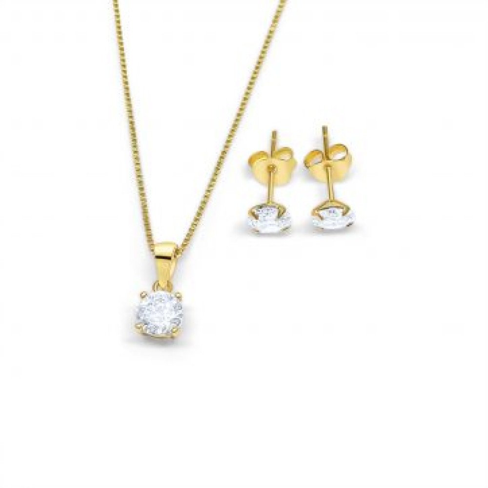 Gold Plated Set With Zircon Stones - 1