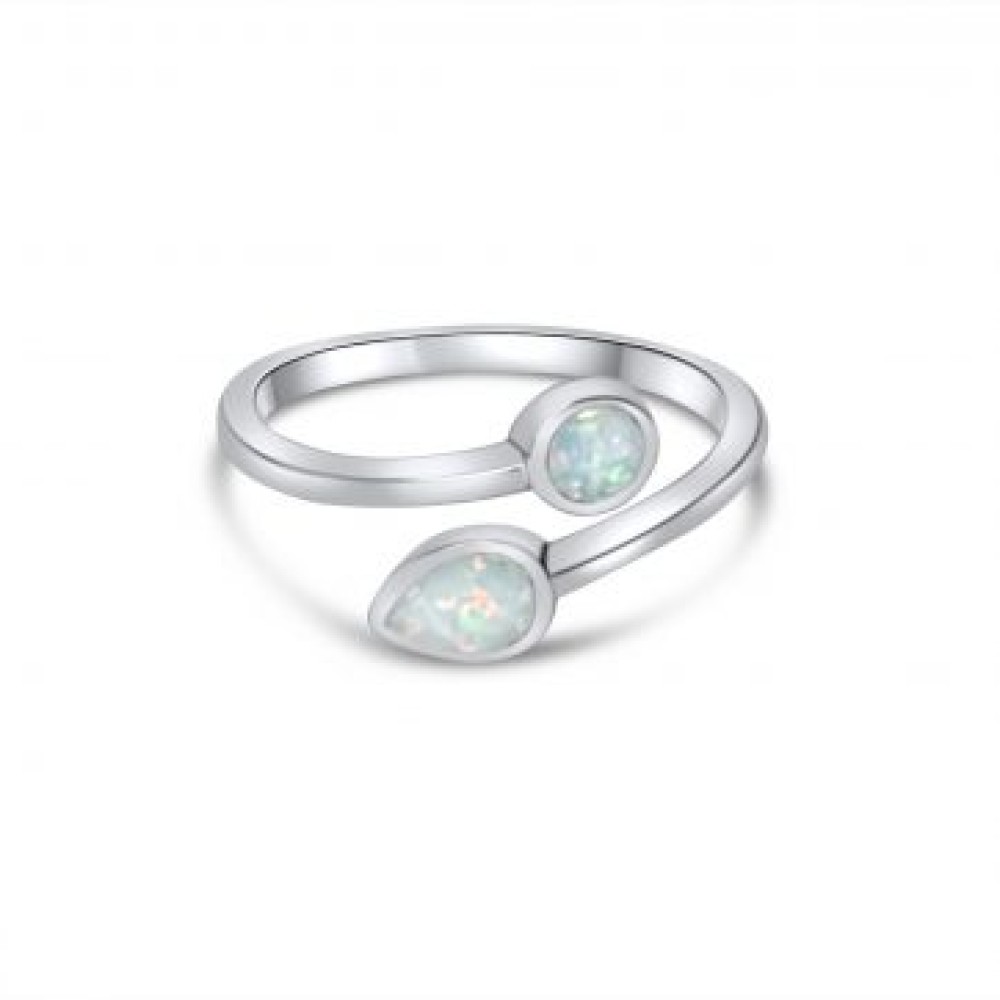 Silver Ring With White Opal - 1