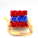 Yellow Box With A See-Through Lid, With Red And Blue Soap Flowers - 1