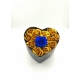 Black Color Heart Shapped Box With 12 Gold Soap Roses And 1 Blue Rose With Glitter - 2