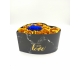 Black Color Heart Shapped Box With 12 Gold Soap Roses And 1 Blue Rose With Glitter - 3