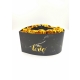 Black Color Heart Shapped Box With 13 Gold Soap Roses And 6 Black Forever Roses - 4