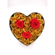 Black Color Heart Shapped Box With 20 Gold Soap Roses And 3 Red Forever Roses - 3