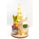 Χριστουγεννιάτικη Ξύλινη Κατασκευή Με Ξύλινο Ελαφάκι και Έλατο Με Φωτάκια LED Και Γυάλινη Γλαστρούλα Με Βολβό Λουλουδιού - 1