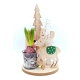 Wooden Christmas Tree And Deer Decoration With A Glass Flower Pot And A Flower Bulb - 4