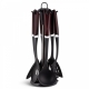 7 Pcs Kitchen Tools Set Dark Red Color With A Rotating Storage Base Edenberg - 1