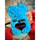 Baby Blue Rose Bear With A Plexiglass Heart - 1