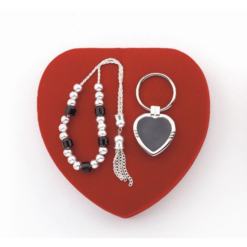 Worry Beads And Heart Shapped Keychain Gift Set