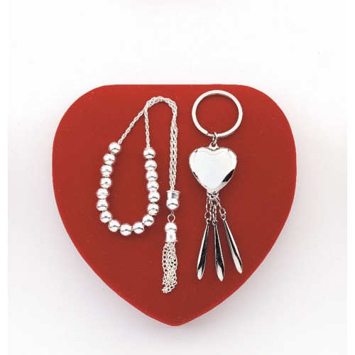 Worry Beads And Heart Shapped Keychain Gift Set - 1