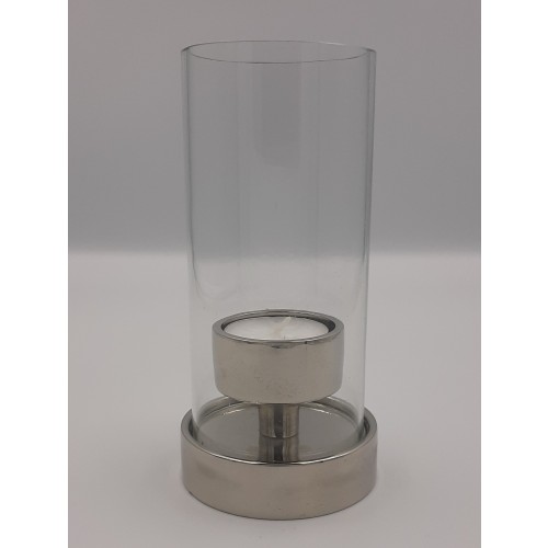 Metallic Candlestick With a Glass Lid