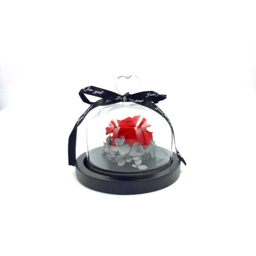 Glass Bell With A Red Forever Rose - 3