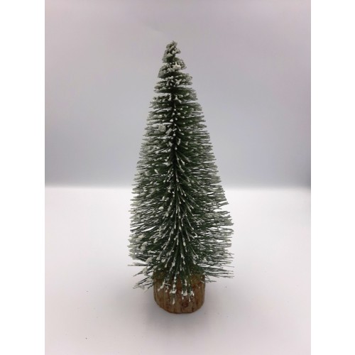 Christmas Snowy Tree On A Wooden Base - 1