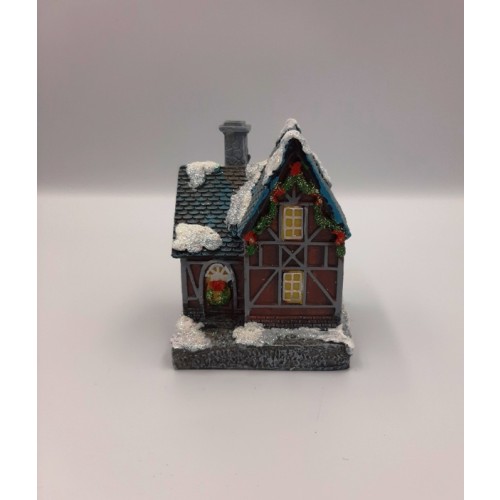 Snowy Ceramic House With LED Light - 1