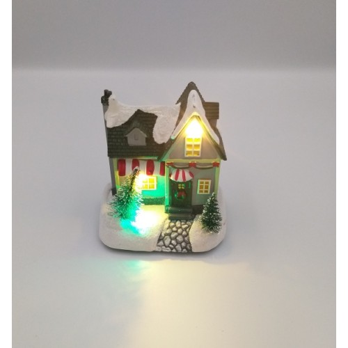 Χριστουγεννιάτικο Σπιτάκι Χιονισμένο Φωτιζόμενο με Φωτάκια LED Σε Μπλε Χρώμα - 2