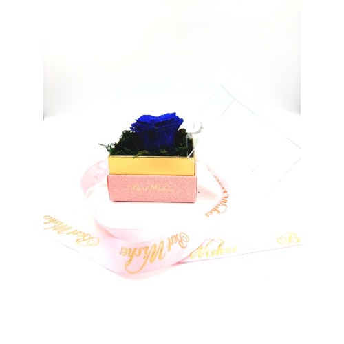 Ροζ Κουτί Με Διάφανο Καπάκι Plexiglass Με Μπλε Τριαντάφυλλο Glitter - 2