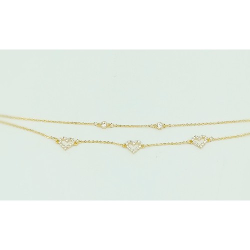 Gold Plated Steel Bracelet With Double Chain