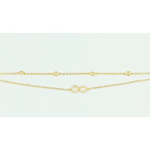 Gold Plated Steel Bracelet With Double Chain