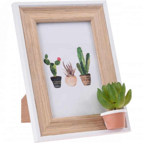 Wooden Photo Frame With A Flower Pot 15x20cm