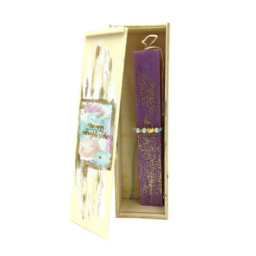 Easter Candle With A Bracelet In A Handmade Wooden Box