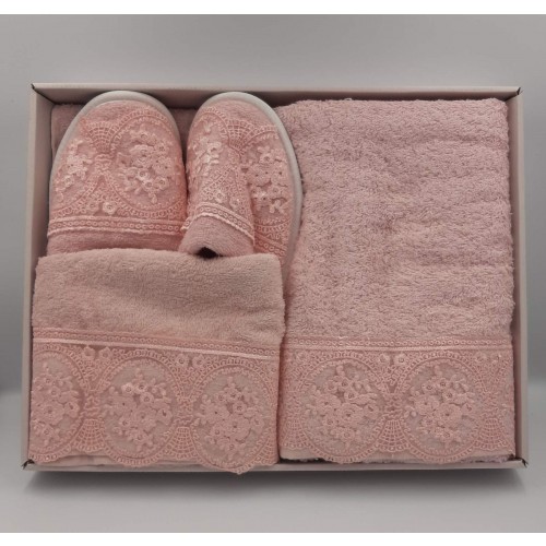 4 Pcs Towel Set Pink Color Ipekce Home - 1