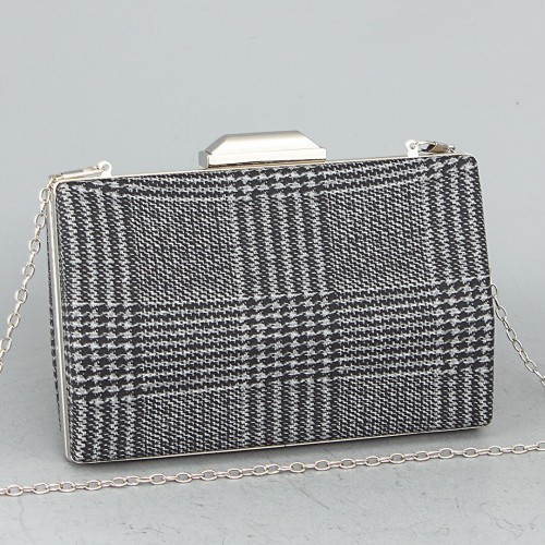 Black color BagToBag Clutch bag With Checkered Pattern - 1