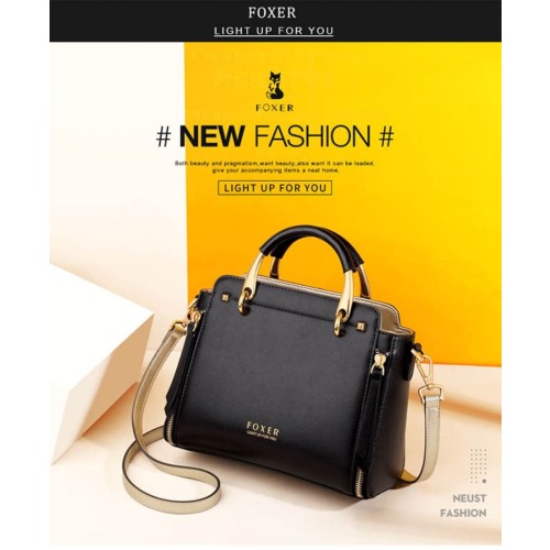 Foxer Leather Womens Bag Shoulder Black Colour