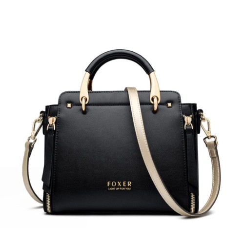 Foxer Leather Womens Bag Shoulder Black Colour