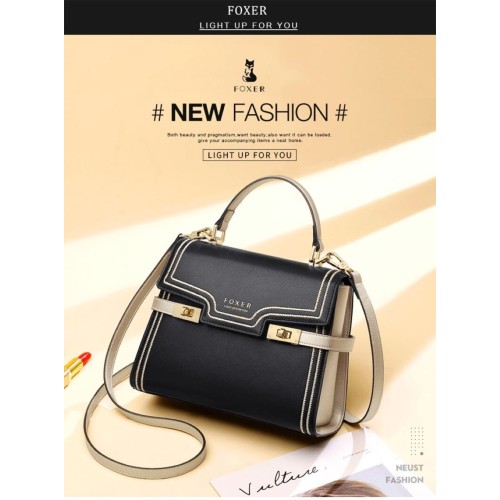 Foxer Leather Womens Bag Tote Handbag Black Colour