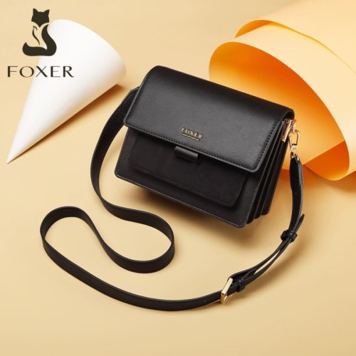 Foxer Leather Womens Bag Handbag Black Colour