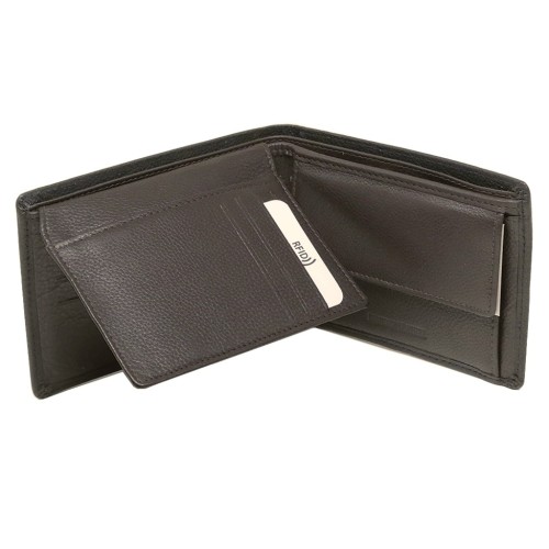 Alpha Status Leather Mens Wallet with RFID Black Colour