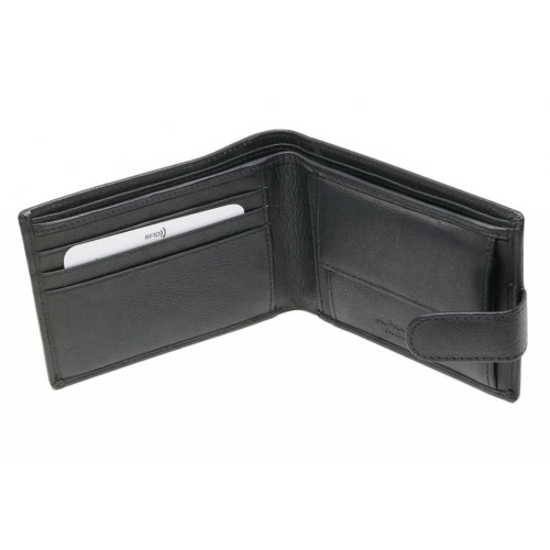 Alpha Status Leather Mens Wallet with RFID Black Colour