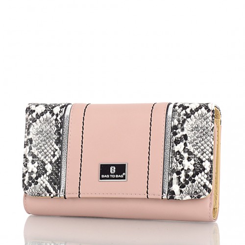 BagToBag Women`s Wallet With Snake Skin Pink Color - 1