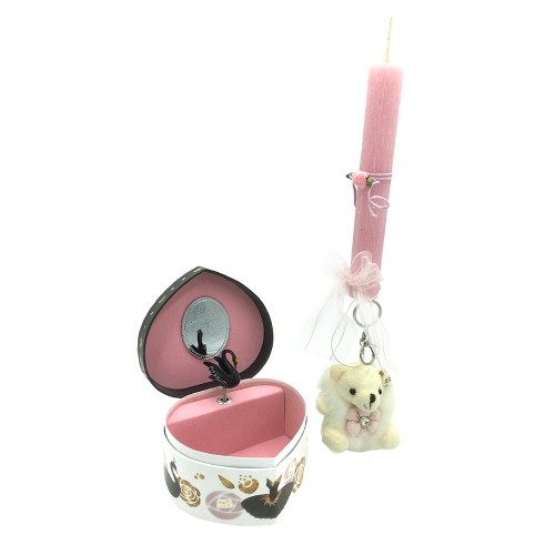 Easter Candle With A TeddyBear Keychain Set With A Music Box
