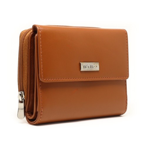 Mentzo Small Leather Womens Wallet with RFID Brown Colour