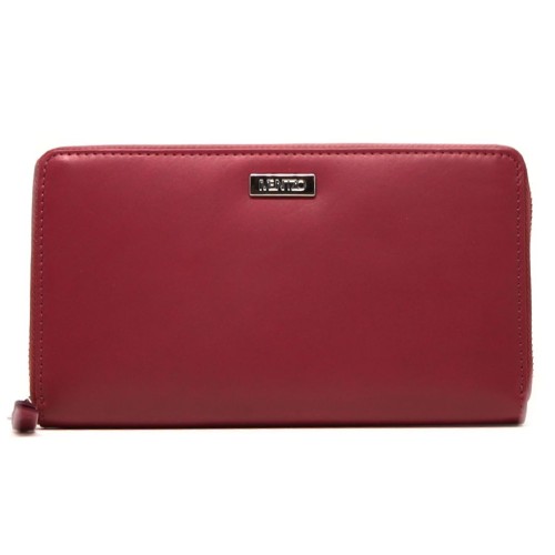 Mentzo Large Leather Womens Wallet with RFID Burgundy Colour