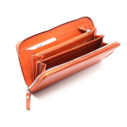 Mentzo Large Leather Womens Wallet with RFID Orange