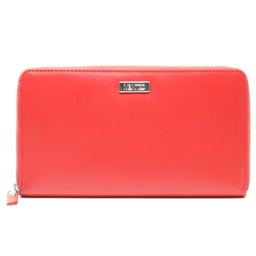 Mentzo Large Leather Womens Wallet with RFID Red Colour