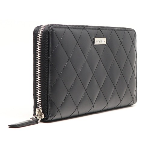 Mentzo Large Leather Womens Wallet with RFID Black Colour