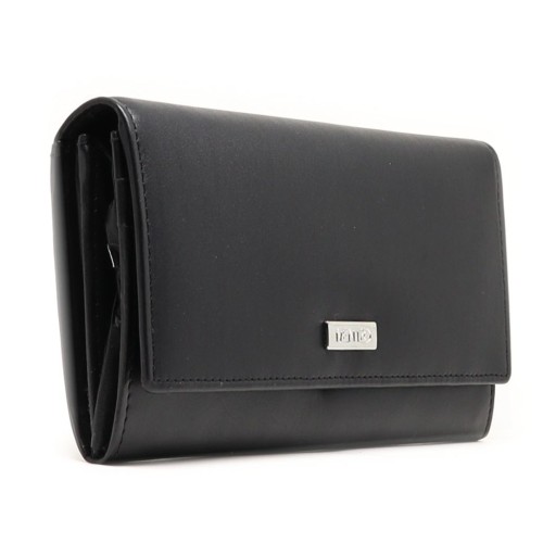 Mentzo Large Leather Womens Wallet with RFID Black Colour