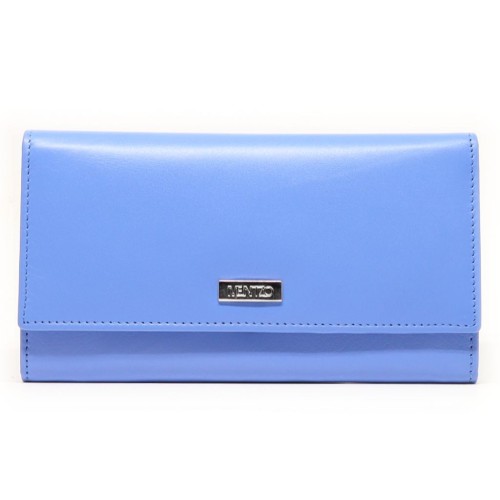 Mentzo Large Leather Womens Wallet with RFID Blue Colour
