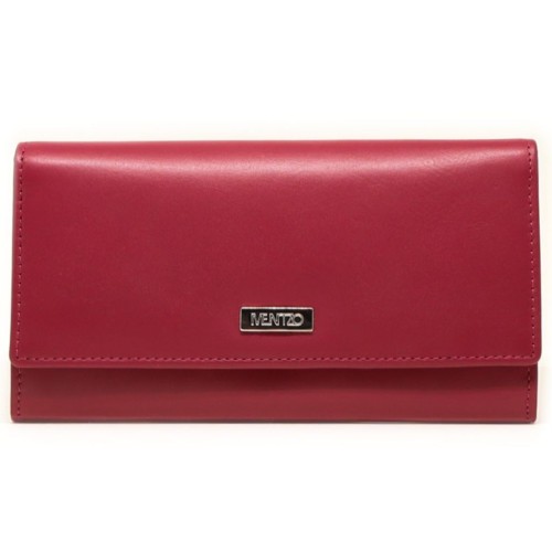 Mentzo Large Leather Womens Wallet with RFID Burgundy Colour
