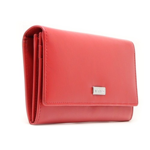 Mentzo Large Leather Womens Wallet with RFID Red Colour